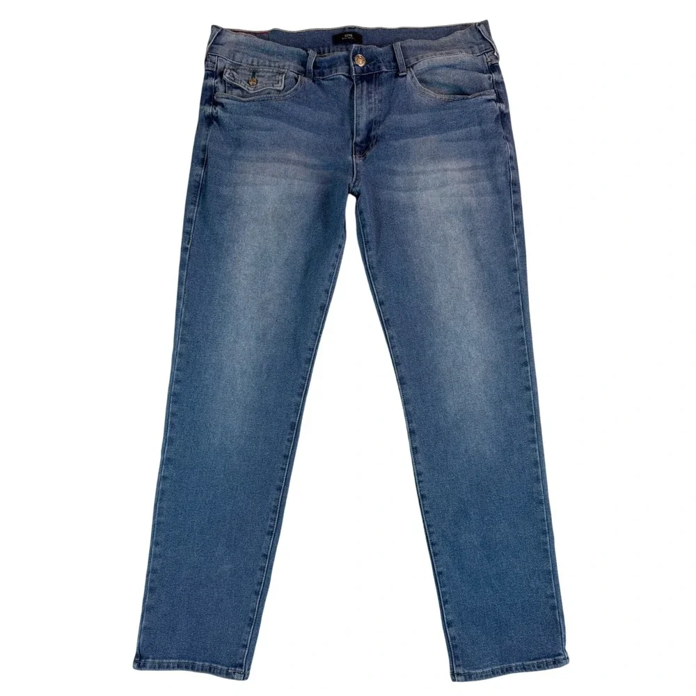 True Religion‎ Geno Relaxed Slim Blue Jeans Mens 36 Medium Wash Stretch Denim